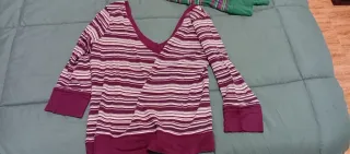 Camiseta Zara Rayas Morado Talla XL