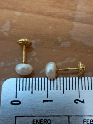 Pendientes perlas oro 18k niña