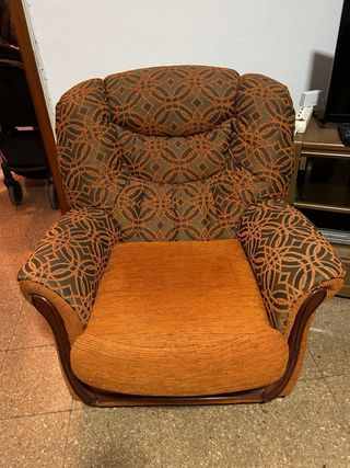 Sofá Clásico 3 Plazas Vintage Naranja/Marrón