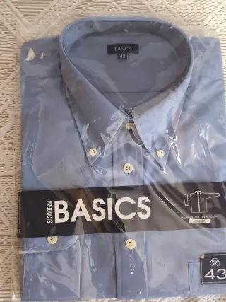 Camisa Basics Hombre Azul Talla L 43