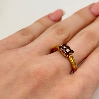 Anillo oro 18kt con diamantes y granates