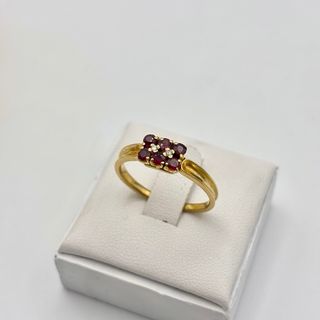 Anillo oro 18kt con diamantes y granates