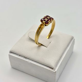 Anillo oro 18kt con diamantes y granates