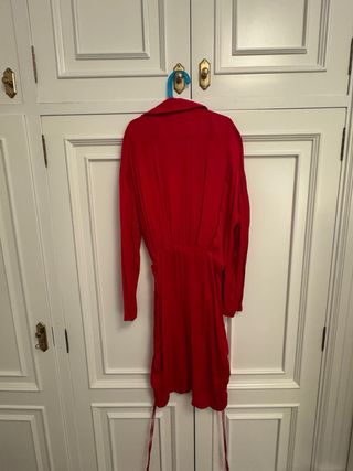 Vestido Rojo Zara Talla M Largo Regulable