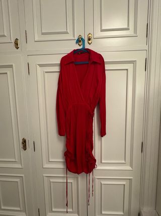 Vestido Rojo Zara Talla M Largo Regulable