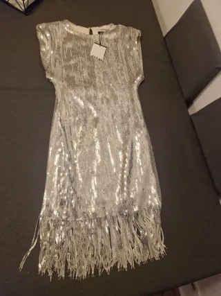 Vestido Zara lentejuelas flecos Talla S