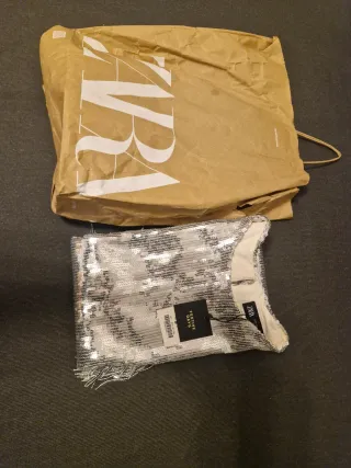 Vestido Zara lentejuelas flecos Talla S