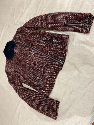 Chaqueta corta mujer cremallera tweed