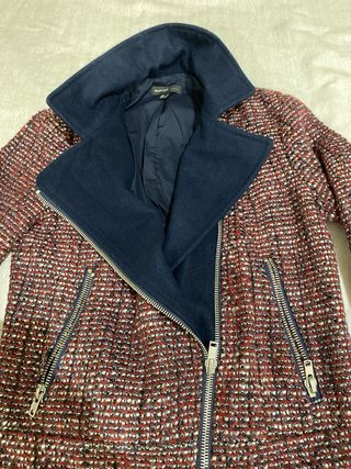 Chaqueta corta mujer cremallera tweed