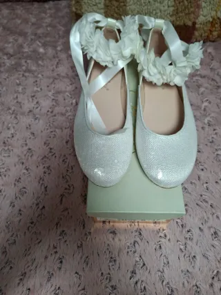 Bailarinas Blancas Lentejuelas Talla 37