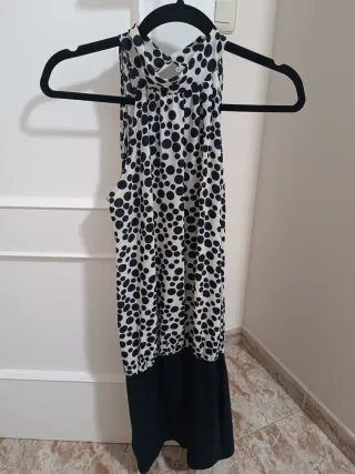 Vestido Venca lunares blanco y negro