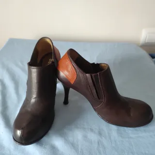 Botines Dorotea Piel Marrón y Naranja