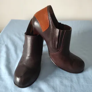 Botines Dorotea Piel Marrón y Naranja