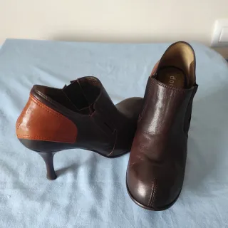 Botines Dorotea Piel Marrón y Naranja