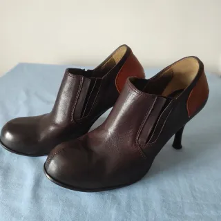 Botines Dorotea Piel Marrón y Naranja