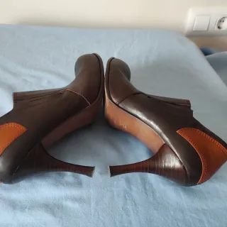 Botines Dorotea Piel Marrón y Naranja