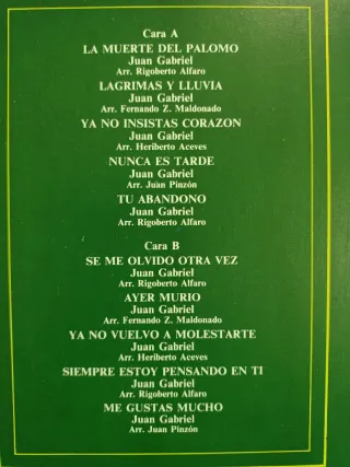 Rocío Dúrcal Canta a Juan Gabriel Vol. 2 Vinilo LP