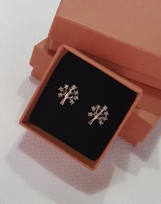 Pendientes Oro Blanco y Swarovskis ARBOL VIDA.