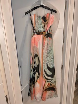 Vestido largo estampado corsé