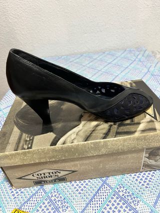 Zapatos de tacón piel azul marino Sisifo