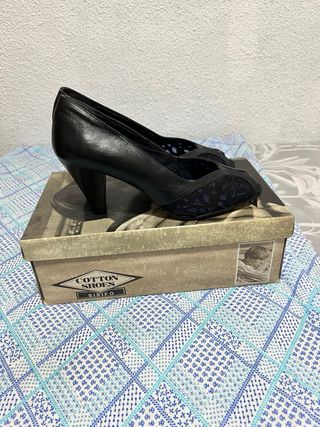 Zapatos de tacón piel azul marino Sisifo