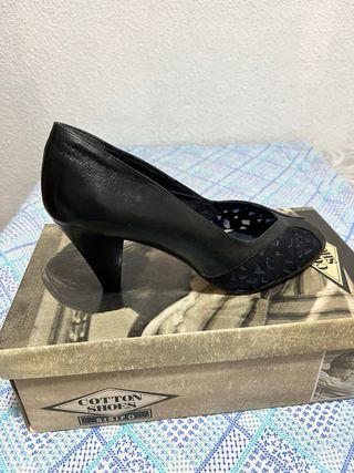 Zapatos de tacón piel azul marino Sisifo