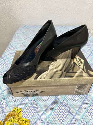 Zapatos de tacón piel azul marino Sisifo