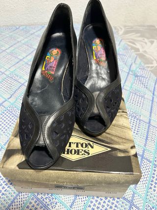 Zapatos de tacón piel azul marino Sisifo