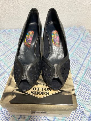 Zapatos de tacón piel azul marino Sisifo