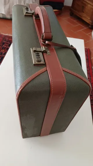 Valigetta vintage pelle e tela