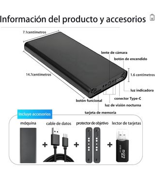 Batería Portátil con Cámara Espía Oculta