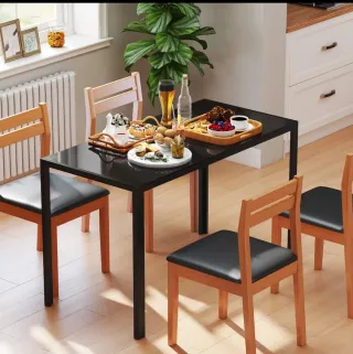 Mesa de comedor cristal y madera