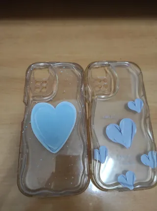 2 Fundas Móvil Corazones Transparentes