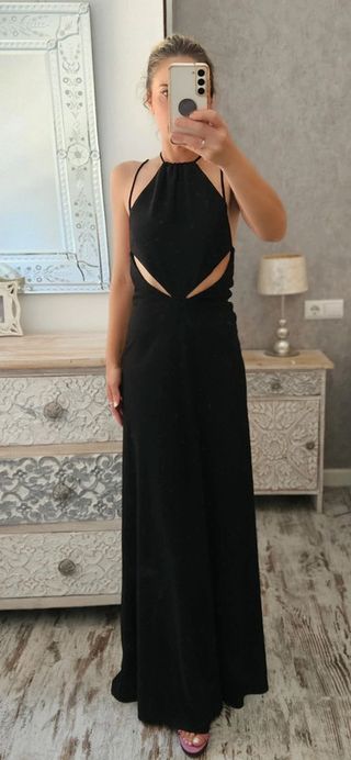 Vestido Zara Negro Largo Cut Out Edición Limitada