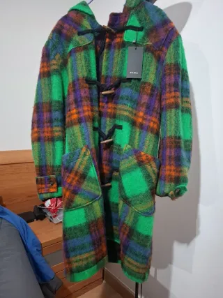 Abrigo Zara cuadros multicolor