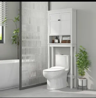 Mueble sobre inodoro blanco madera