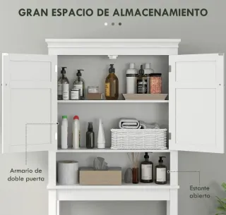 Mueble sobre inodoro blanco madera