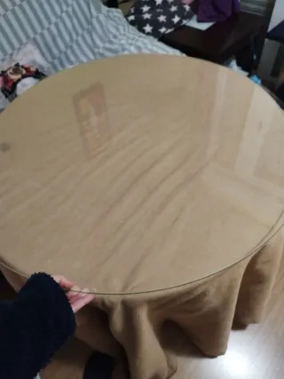 Mesa redonda con cristal 90cm