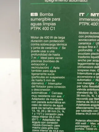 Bomba Agua Limpia PARKSIDE