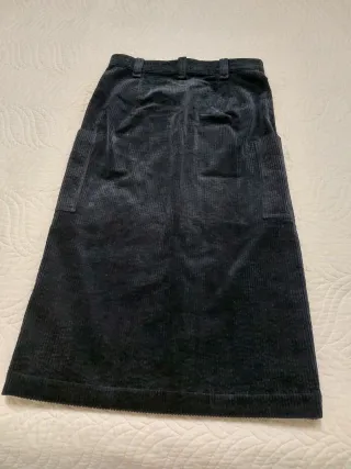 Falda Bimba y Lola Negra Corduroy Botones