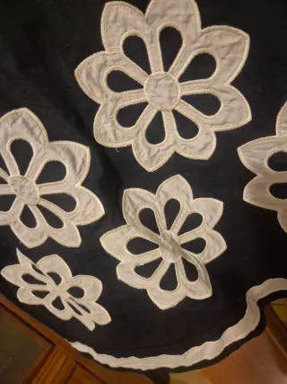 Vestido Ibicenco Negro con Flores Beige