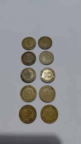 Lotto 5 monete 10 Pfennig Repubblica Tedesca
