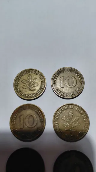 Lotto 5 monete 10 Pfennig Repubblica Tedesca