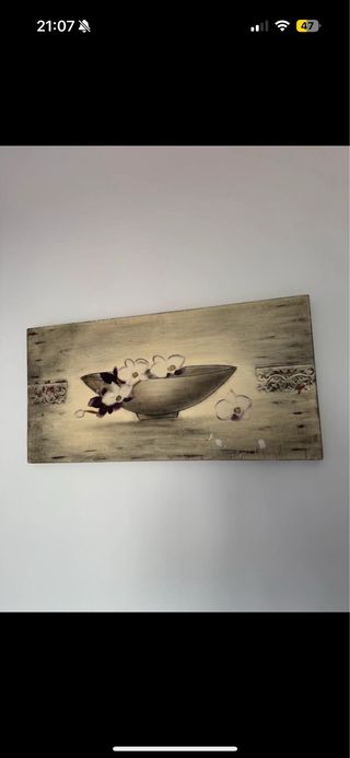 Cuadro decorativo flores orquídeas madera