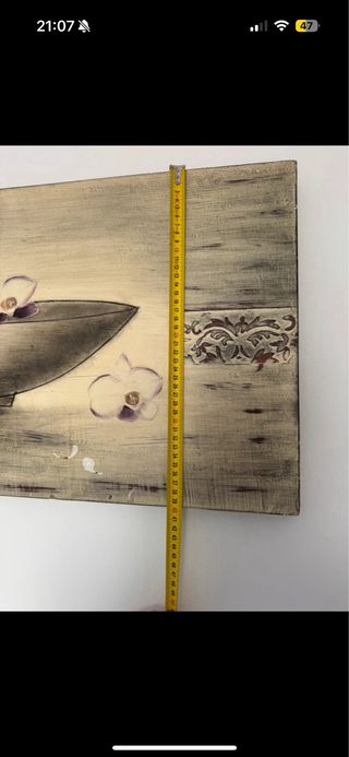 Cuadro decorativo flores orquídeas madera