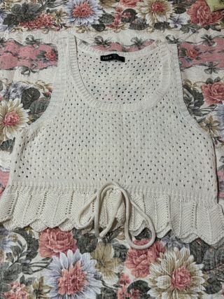 Top SHEIN Crochet Blanco