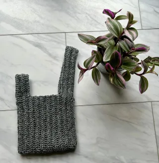 Borsa fatta a mano grigio/argento