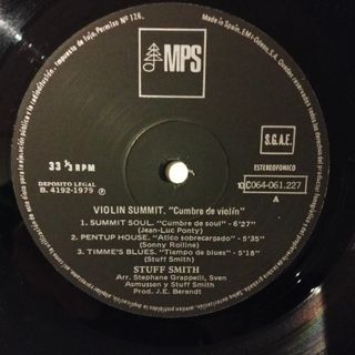 LP Violin Summit - Stuff Smith, Grappelli, Ponty