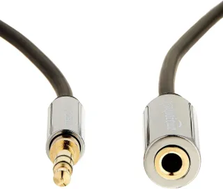 Amazon Basics Cable alargador de Auxiliar audio estéreo (conector 3,5 mm macho a hembra, 1.83 m), Negro