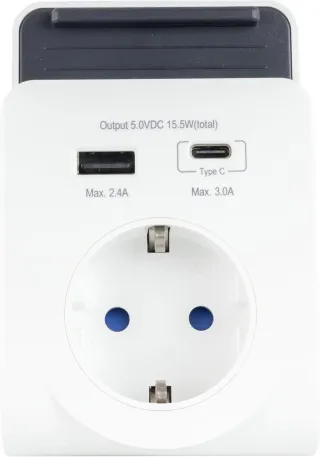 REV Cargador USB – Adaptador de Enchufe con práctica Bandeja para Smartphone